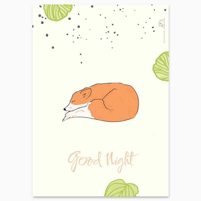 good night print with red fox